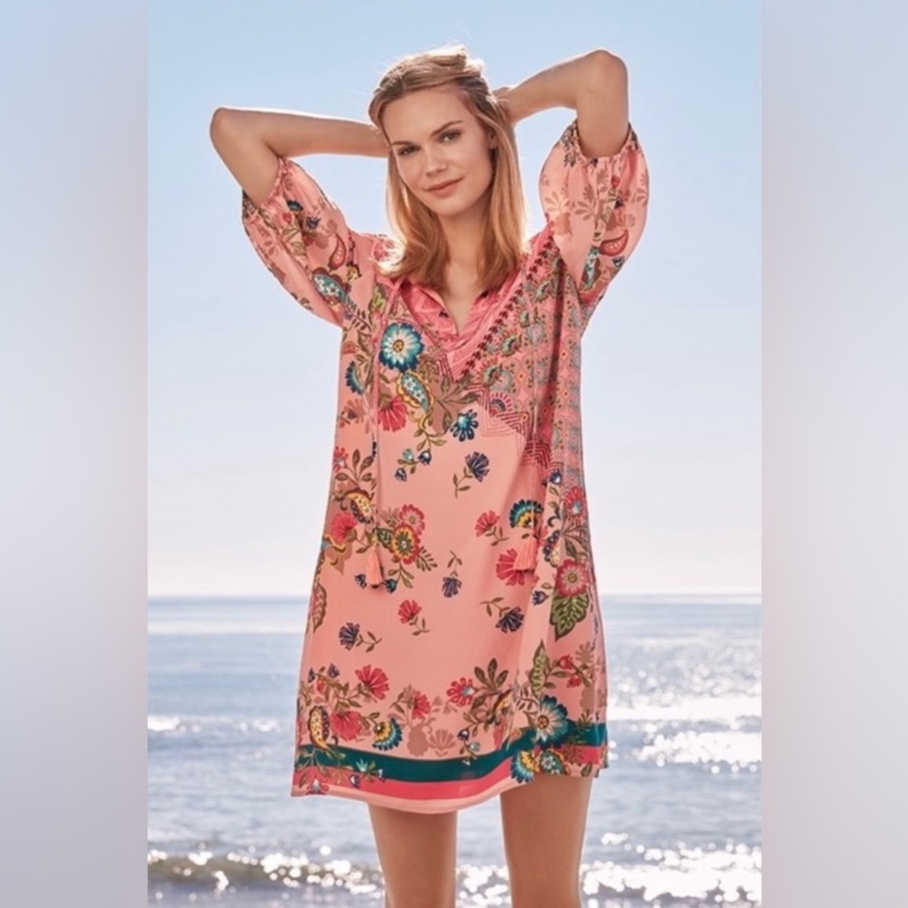 Johnny Was Pink Floral Mini Dress